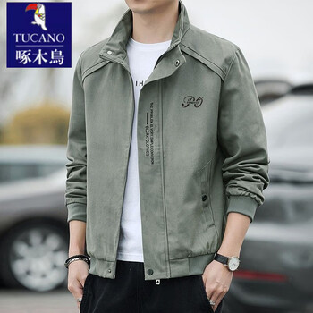 Woodpecker jacket men's autumn and winter 2025 new cotton jacket jacket men's stand collar korean style high-end casual work jacket green-spring and autumn brand special price clearance pickup xl 115-130 jin