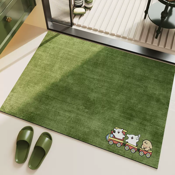 Yusenyi foot mats, floor mats, home bathroom non-slip bathroom absorbent diatom mud bathroom carpet toilet gzn713 train puppy (save money and get more discounts) 60x90cm special offer 2 pieces