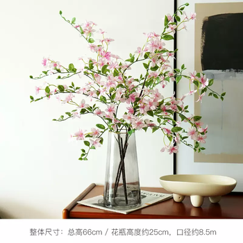 Yusenyi ins style floral fresh and real fragrance decoration imitation flower living room table decoration floral art qili flower flower arrangement small fake vase 2 qilixiang light purple gray gold mouth glass vase 2