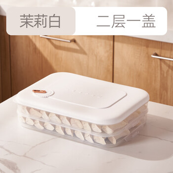 Longstar frozen dumpling box for home use, two layers and one cover, special wonton and dumpling preservation box tray for refrigerator, food grade
