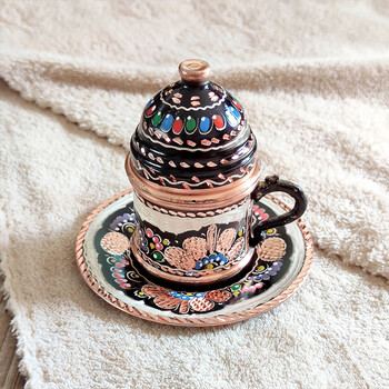 Loturenk imported from türkiye, customized handmade copper-carved european coffee cup, hand-painted enamel european palace-style copper, enamel hand-carved copper coffee cup 60ml