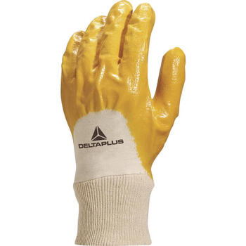 Delta knitted breathable gloves, lightweight nitrile coated, oil-proof, non-slip, wear-resistant, tear-resistant, comfortable lining, cut-resistant yellow 201015 m