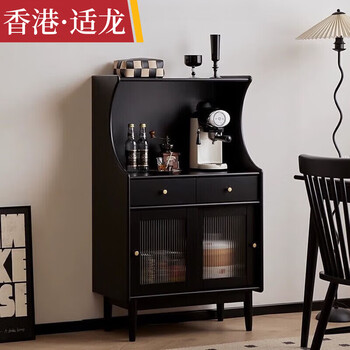 Shilong solid wood sideboard modern minimalist living room tea cabinet multi-functional light luxury wine cabinet black integrated storage cabinet elegant black