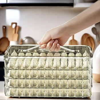 An junsheng dumpling box frozen crisper frozen dumpling box storage box household large capacity quick-frozen wonton multi-layer sealing four layers and one lid can hold 240 clear and translucent four layers and one lid can hold 240 clear and translucent