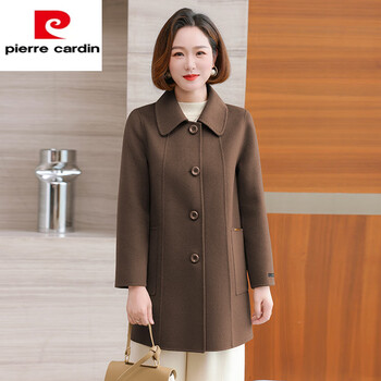 Pierre cardin double-sided woolen sheep|fleece coat for women 2025 autumn and winter new mom|mom style large size middle-aged winter coat woolen color guaranteed 4xl 155-165 catties