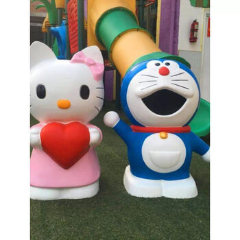 School kindergarten cartoon trash can amusement park aquarium scenic outdoor fiberglass trash can peel box blue cat 46*68*80