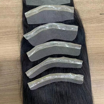 Fiber wig female hairline wig paste forehead bangs real hair replacement female real hair seamless ultra-thin invisible bangs lace mesh hair block v-shaped 4*16cm black series long hair 30cm