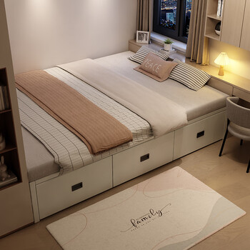 Jixing donglai solid wood tatami floor-standing storage drawer bed without bedside bed frame modern simple primary and secondary bedroom leather bed supports customization all solid wood bed 1.2*1.9 meters