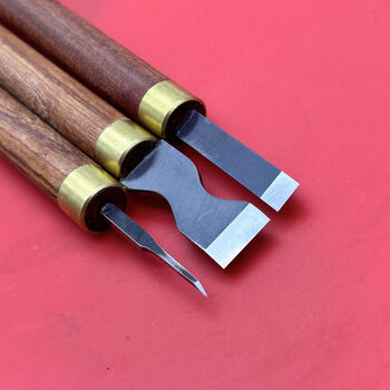 Beyzk ink carving gourd carving knife lettering hand carving tool set red sandalwood handle flat knife three flat tip knives