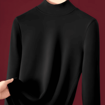 Sudian women's original brand flagship store half turtleneck plus velvet and thickened german velvet heating inner layering shirt autumn and winter black 2xl