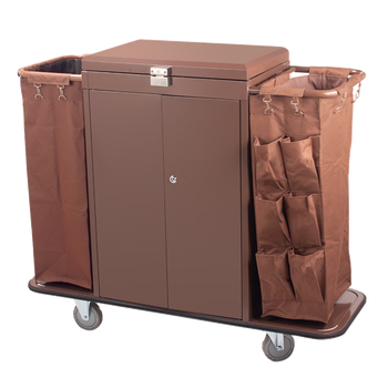 Hotel room service cart, hotel double-sided room entrance cart, cleaning work cart, cart, storage cart, stainless steel linen cart g3--thickened 5-inch single-sided cart