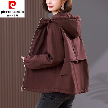 Pierre cardin cotton plus velvet thickened pie jacket women's autumn and winter 2025 new mother's large size casual angora red m recommended 100-110 catties high quality