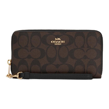 Coach zip around 19 long zipper style presbyopic canvas with leather wallet clutch regular women's basic outfit (bag + dust bag)