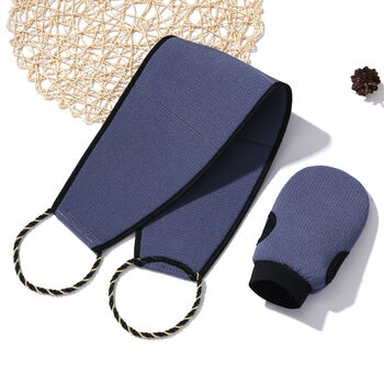 High-quality bath towel for men and women, back rub artifact, pull back long bath towel, household gloves, new oval widened back rub towel, limited time ordinary, double-sided frosted, dark blue bath towel