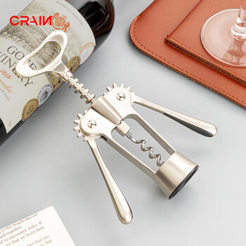 Crain multifunctional red wine bottle opener, household wine starter, wine pourer, red wine stopper bottle opener, beer bottle opener, white nickel coating, zinc alloy bottle opener