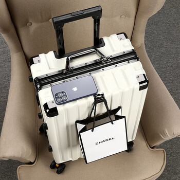 Doublestar minda large-capacity luggage suitcase, student trolley case, small password box, suitable for airplane travel, white, thickened aluminum frame/can sit and ride, 20 inches, board-in suitcase, free of check-in