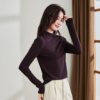 Sofsil warm half turtleneck bottoming shirt for women 2025 winter fashion versatile casual solid color inner top, purple m