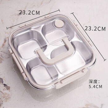 Zhong zhanggui stainless steel insulated lunch box for office workers can be microwaved for junior high school students with compartments and four-compartment lunch box with rice white lid