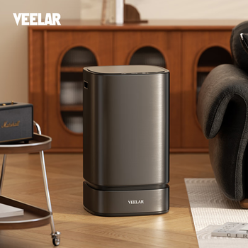 Veelar smart induction trash can for home living room and kitchen stainless steel high-looking simple and creative 2025 new model 15l volcanic lime rechargeable model upgraded pulley model
