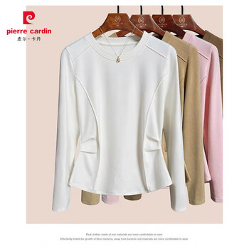 Pierre cardin korean design german velvet round neck inner layering shirt warm casual top slimming middle-aged and elderly mother female t-shirt white l recommended within 100 pounds
