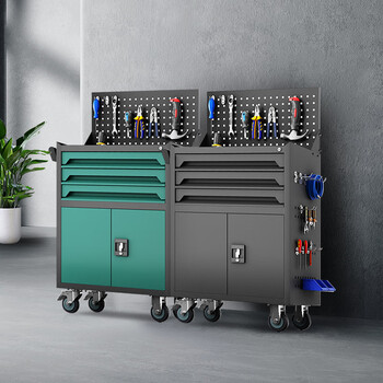 Shantou lincun auto repair tool cart workshop tool cabinet multi-function tool box trolley repair hardware parts thickened trolley graphite gray three-pull tool cart + hanging plate