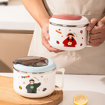 Treejack 316l stainless steel instant noodle bowl for office workers and students, large-capacity multi-purpose fast food cup with lid, chopsticks and spoon lunch box