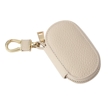 Kuqi kangaroo (kuqidaishu) new first-layer cowhide universal model zipper car key bag key cover portable storage large grain beige
