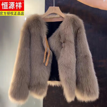 Hengyuanxiang cold-sense eco-friendly fur tops women's 2025 winter new fur one-piece small fragrance jacket double-button fur--cocoa color non-wadding s 80-105 catties