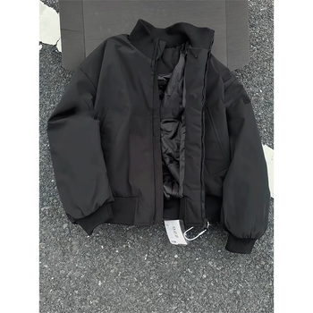 Katuchi american short aviator padded jacket men's autumn and winter loose thickened non-bloated cotton top jacket black cotton style xl