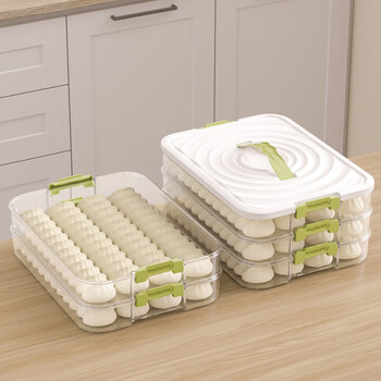 Ye yu dumpling box refrigerator freezer box multi-layer frozen dumpling tray household dumpling box wonton storage box large capacity certified sealed fresh green five layers one cover can hold approximately 300 pieces upgrade and increase