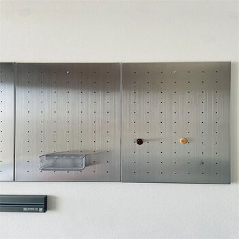 Sailotou frosted texture stainless steel perforated iron perforated plate can magnetically absorb outdoor equipment storage metal perforated plate rack custom made silver brushed