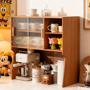 Old bamboo craftsman cup holder desktop storage rack marker pen water cup tea set multi-layer home coffee machine meal side counter top shelf