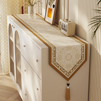 Yi yanpei light luxury high-end table flag sideboard cabinet long decorative bunting dining table coffee table cover cloth shoe cabinet tablecloth bzq-huaxi dreamland 9 with golden tassel 30*140cm (applicable to tabletop length 90-100c4