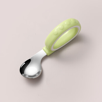 Lingkong fatdonlai quality elbow complementary food spoon children's spoon independent feeding supplementary food spoon baby learning to eat training (green) elbow spoon