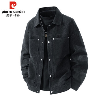 Pierre cardin jacket men's autumn and winter loose versatile workwear top men's retro casual jacket men's black xl