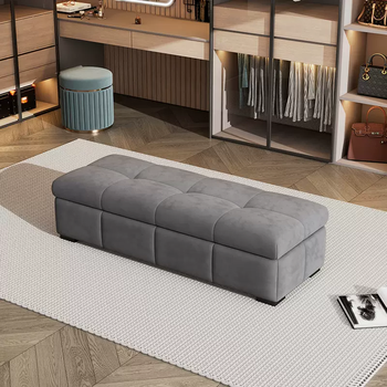 Yusenyi storage style rest simple tail stool storage room cloakroom sofa stool pole bed cream shoe changing stool foot stool (dark gray) skin friendly dutch velvet-thick sponge 180cm length 180 width 45 height 40 (russian larch frame)