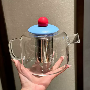 Yusenyi creative high kettle boron raw kettle beauty value bubble flower fruit tea leak health high temperature resistant silicon glass large capacity blue 1ml