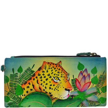 Anna by anuschka women's leather storage wallet | five credit card holders jungle leopard us jungle leopard us