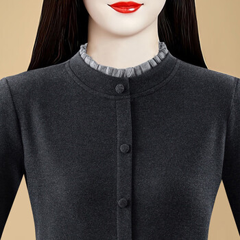 Ruifanjiade velvet bottoming shirt for women 2025 autumn and winter new double-sided velvet t-shirt can be worn as an inner half turtleneck pullover, dark gray, plus velvet for warmth, xl, recommended 110-120 pounds