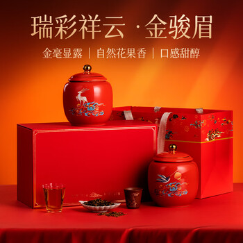 Tianchu tea rhyme wuyishan tongmuguan special grade jinjunmei black tea tea gift box for elders double ceramics jinjunmei