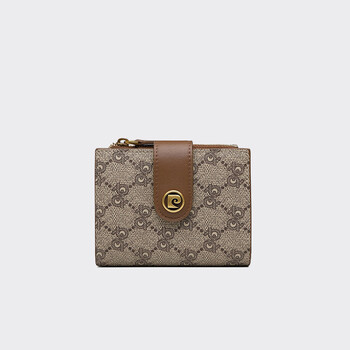 Pierre cardin (pierre cardin) bag women's bag classic printed coin purse fashionable casual wallet wallet large capacity multi-functional card holder key bag dark khaki 90*30*118 (mm)