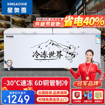 Xingao snow freezer commercial household horizontal freezer large capacity refrigerated freezer display cabinet dual temperature commercial large capacity freezer commercial large freezer 1188 single temperature intelligent copper tube model (length 2.0 meters)