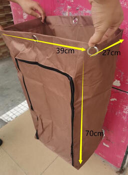 Baiyun bilateral service vehicle hotel guest room work linen vehicle bag collection vehicle cleaning cleaning vehicle bag 70 high brown zipper bag