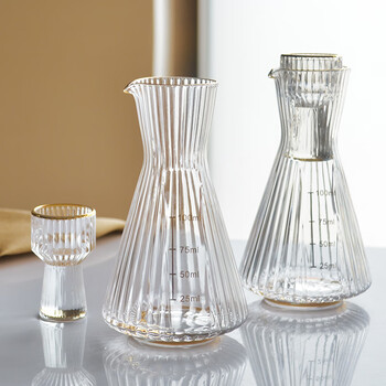 Depinte crystal glass white wine decanter wine divider wine jug yellow wine cup warmer wine jug wine warmer wine hotpot wine set striped 2 pots 2 cups 100ml