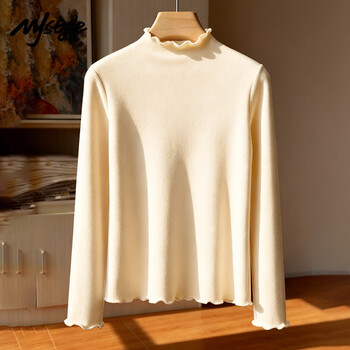 Mj style fungus bottoming shirt for women 2026 winter thin velvet warm and comfortable soft waxy skin-friendly slim inner long-sleeved top