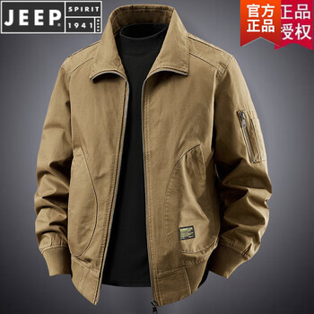 Jeep spirit2025 spring and autumn new pilot cotton work jacket men's fashion loose casual american retro jacket camel m recommended to wear between 80-115 pounds