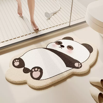 Yusenyi 2025 bathroom plush special shaped bathroom floor mat carpet mat bathroom anti-slip new toilet door mat laying flat red panda special shaped thick style imitation cashmere absorbent floor mat customized 80 yuan flat