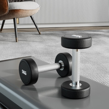 He jiagong pure steel dumbbell set combination for men's fitness home 50kg pair of rubber-coated dumbbells for women's all-in-one gym commercial 5kg pair total weight 10kg newly upgraded pev tasteless round steel dumbbells