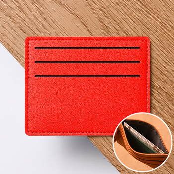 Pukanon card holder for women, small and simple id card holder, mini coin purse for men, one-piece thin and light card holder, red (6 card slots + multi-function slots)