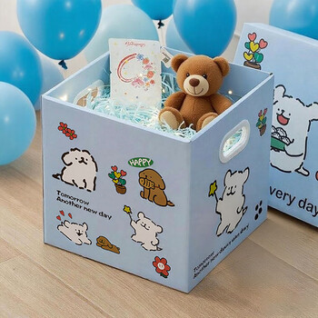 Furmantu packaging box empty box toy doll doll packaging storage birthday gift box gift snack packaging carton blue